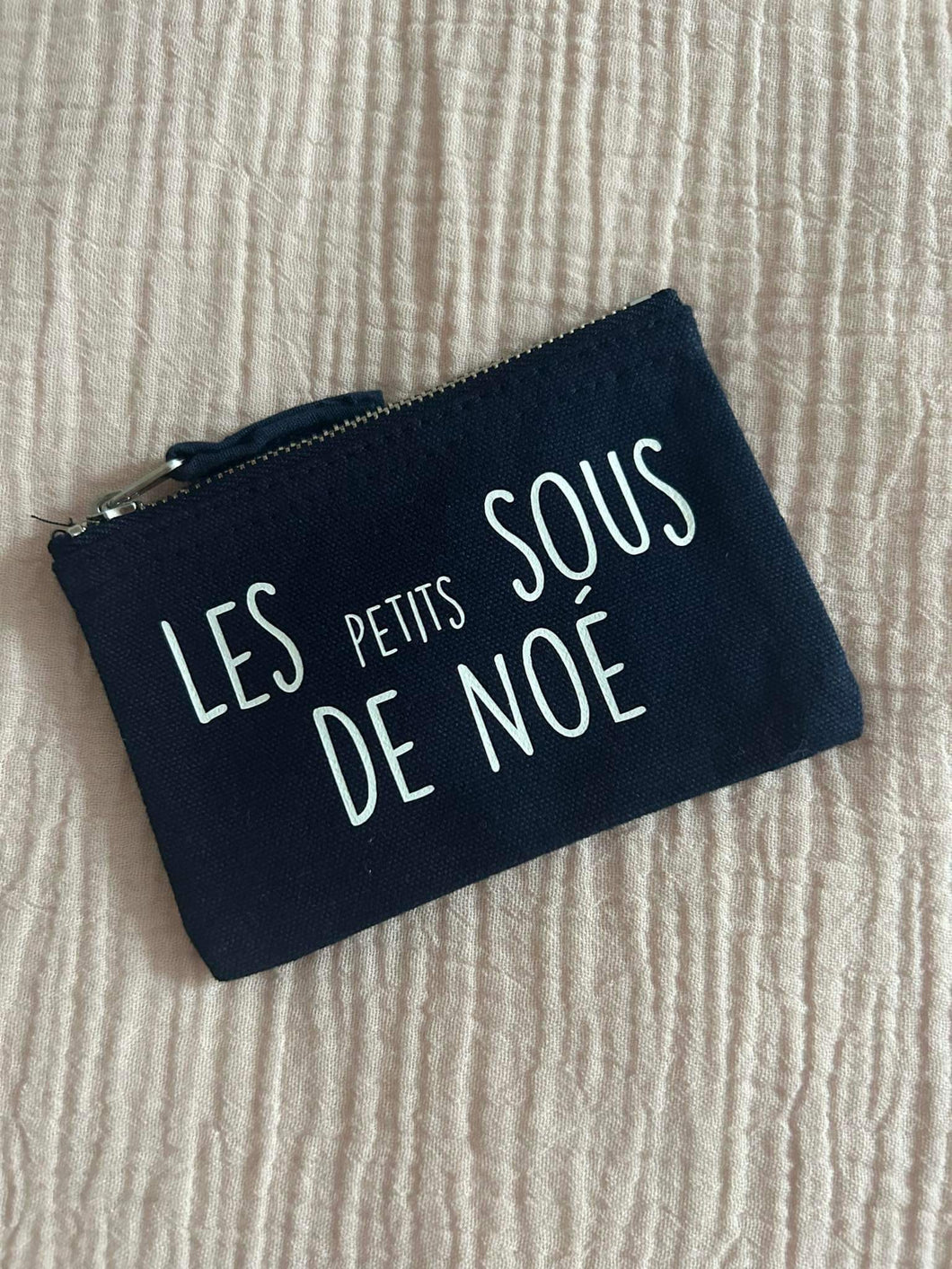 Porte monnaie personnalisable bleu marine  - « Les petits sous de »